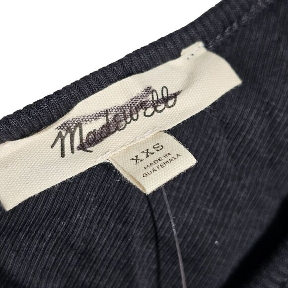 Madewell Brightside Rib One-Shoulder Tank Top Slim Fit True Black Women Size XXS - Picture 9 of 15